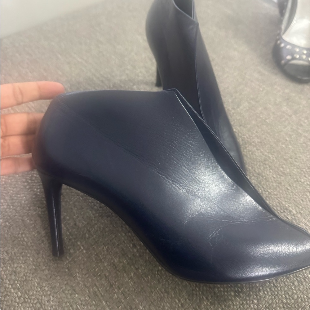 Balenciaga Dark Blue Leather Ankle Boots - Picture 2 of 6